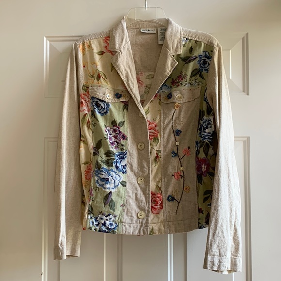 White Stag Jackets & Blazers - 3/$25 White Stag linen blend floral jacket size medium